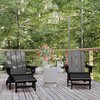 Flash Furniture Black Adirondack Chairs with Ottoman-Cupholder, 2PK 2-LE-HMP-1045-110-BK-GG